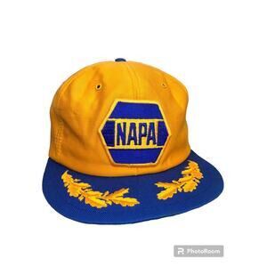 Vintage NAPA Auto Parts Yellow SnapBack Hat Made In USA Louisville